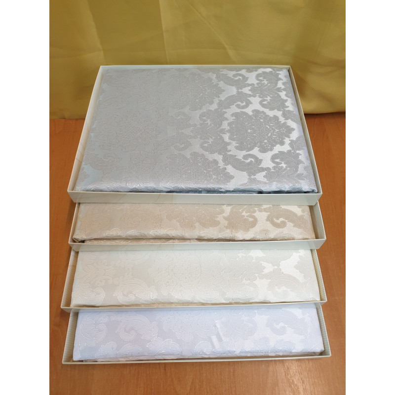 Скатерть тефлоновая  прямоугольная  Masari Damask 160х220  Gri, Турция