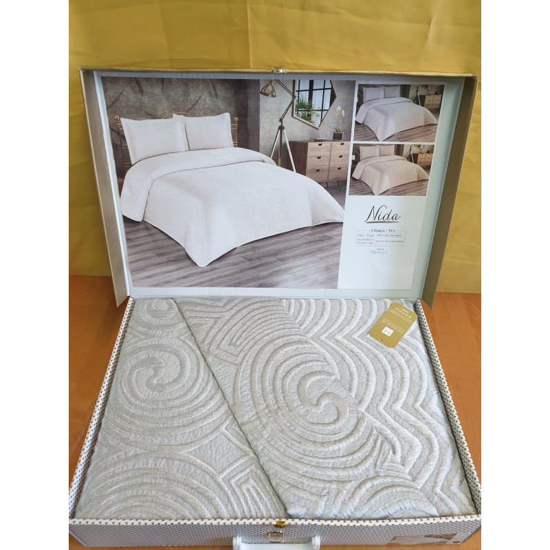 TM MODA BOX Покрывало жакардовое 240*260 NIDA серый