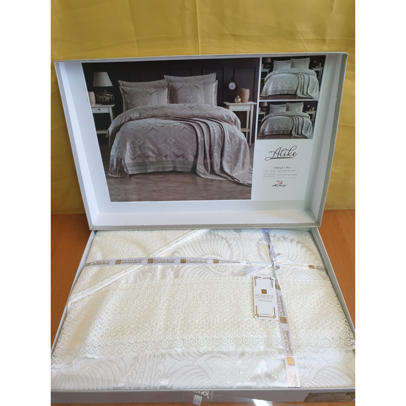 TM Moda Box Jacquard Bedspread 240*260 ATIKE Cream
