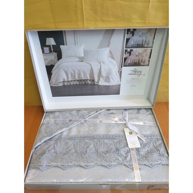 TM MODA BOX Покрывало жакардовое 240*260 AKAY серый