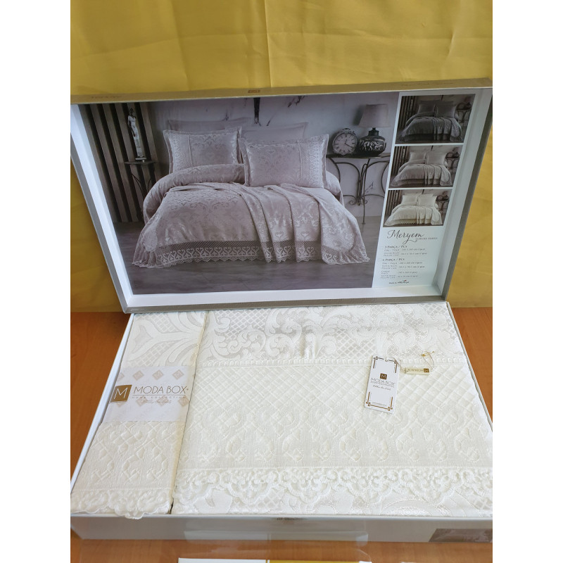 TM MODA BOX Покрывало жакардовое 240*260 MERYEM крем