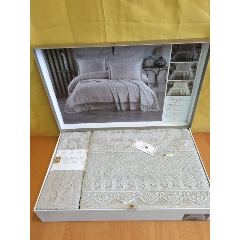 TM MODA BOX Покрывало жакардовое 240*260 MERYEM серый