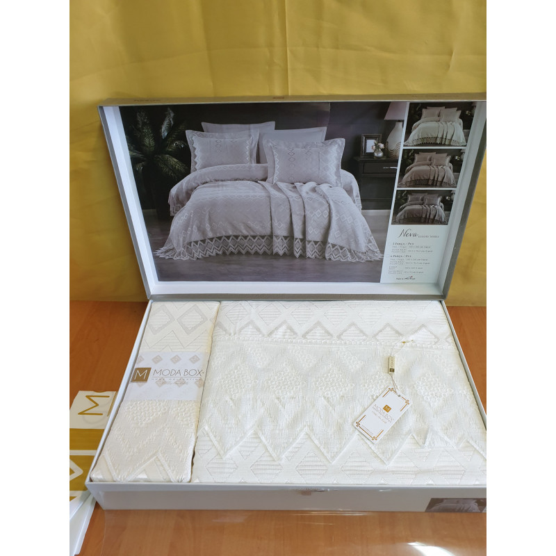 TM Moda Box Jacquard Bedspread 240*260 NEVA Cream