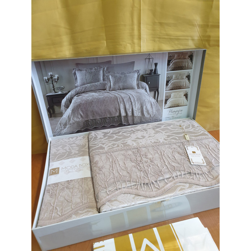 TM MODA BOX Покрывало жакардовое 240*260 HUMEYRA бежевое