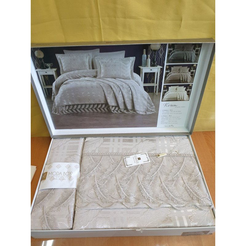 TM MODA BOX Покрывало жакардовое 240*260 KOSEM беж