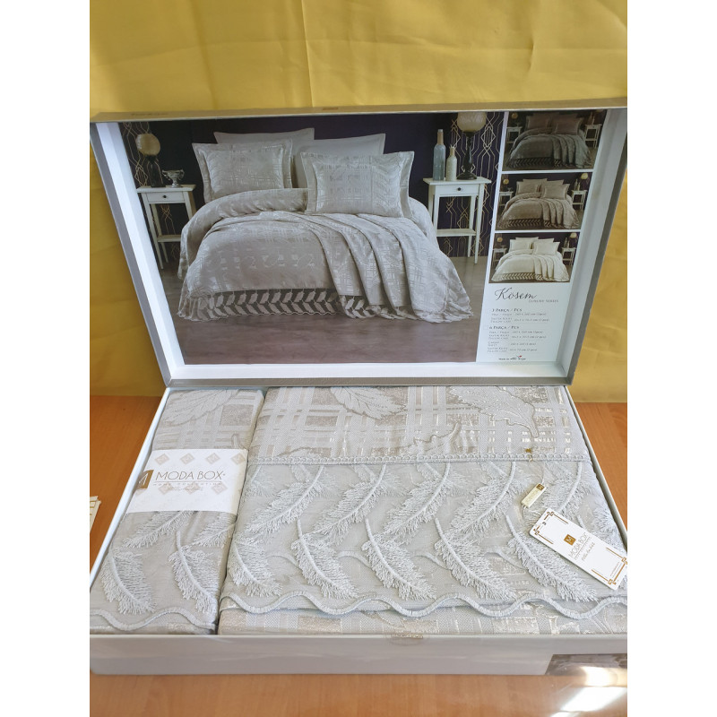 TM MODA BOX Покрывало жакардовое 240*260 KOSEM серый