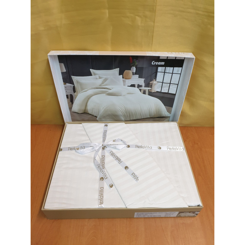 Постільна білизна Satin Strip 200х220 (ТМ ZERON) KREM, Туреччина