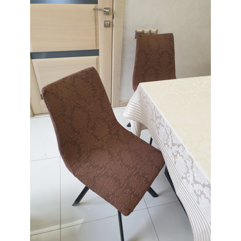 ЧОХОЛИ НА СТІЛЕЦЬ ЖАКАРД DAMASK DARK BROWN