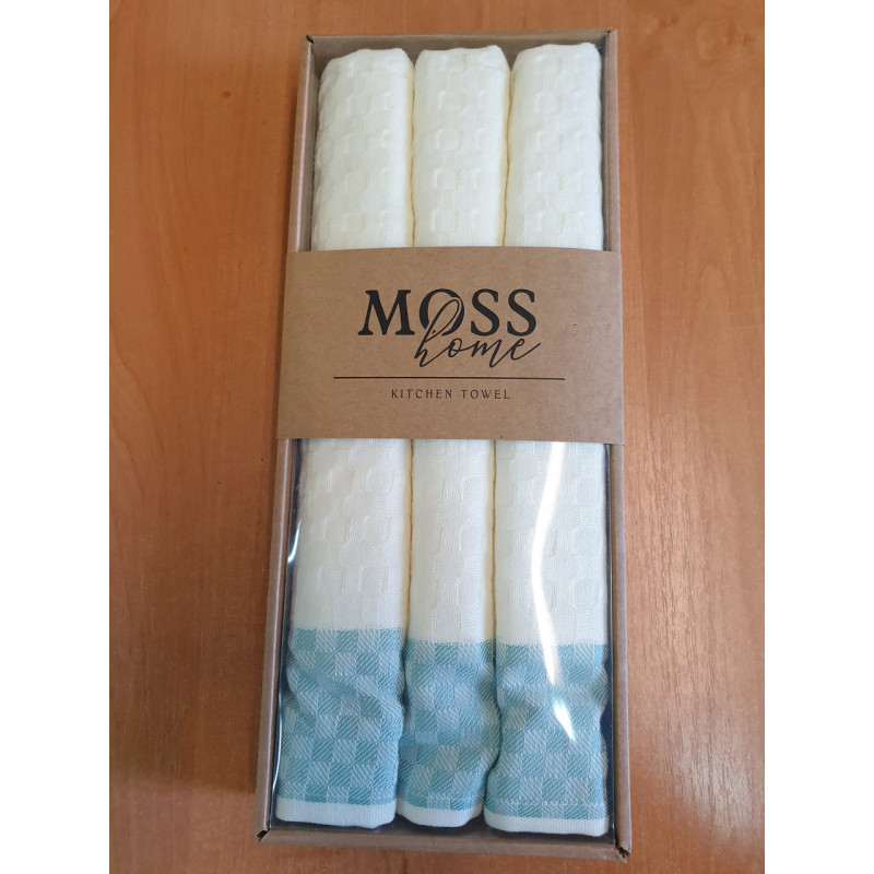 Кухонні рушники Вафельні (ТМ MOSS) TURKUAZ бавовна 50х70 (3шт.)  Туреччина