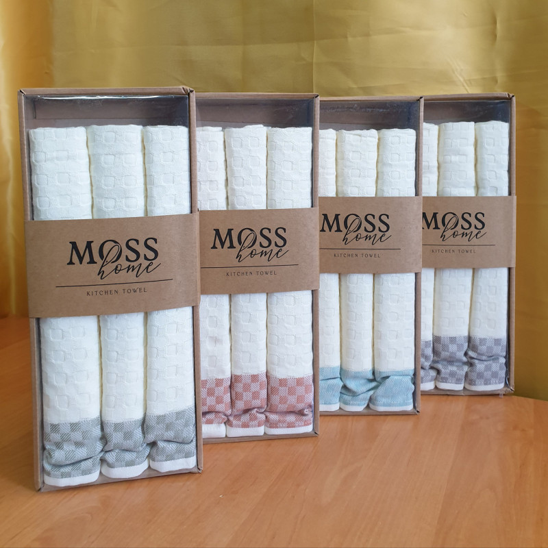 Кухонні рушники Вафельні (ТМ MOSS) TURKUAZ бавовна 50х70 (3шт.)  Туреччина