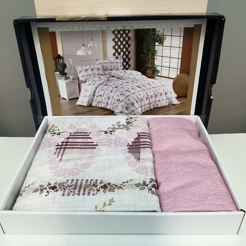Постільна білизна двоспальна Ранфорс бавовна 180x220 (ТМ ZERON EKO) модель BATIK PUDRA, Туреччина