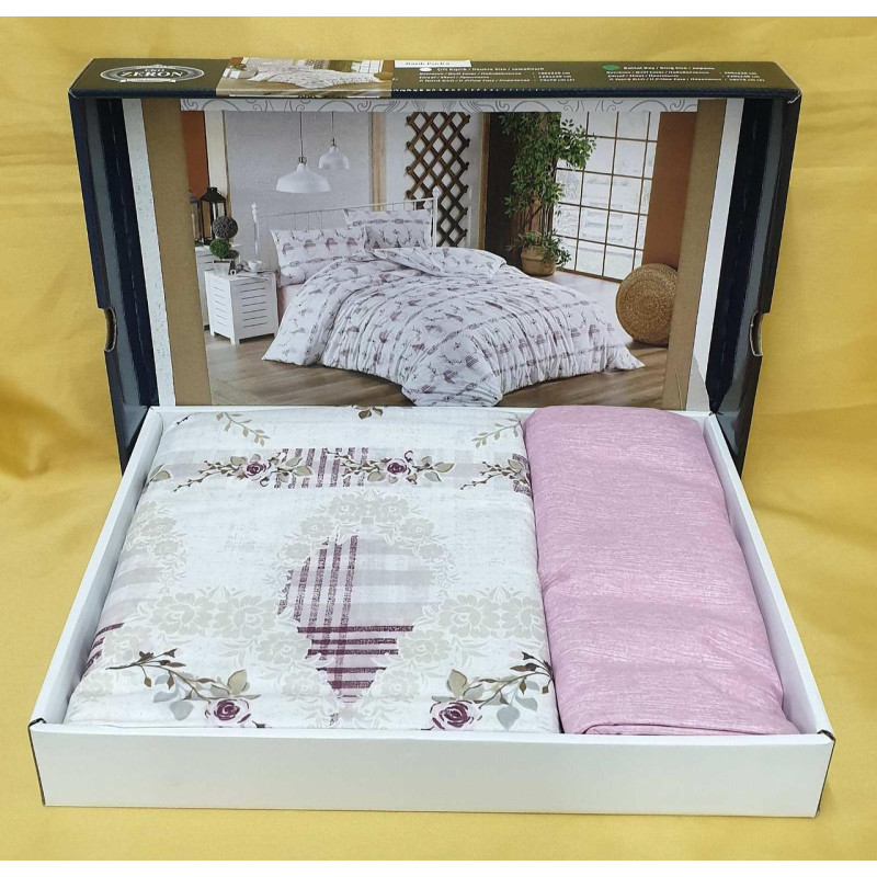 Постільна білизна двоспальна Ранфорс бавовна 180x220 (ТМ ZERON EKO) модель BATIK PUDRA, Туреччина