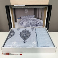 Постільна білизна двоспальна Ранфорс бавовна 180х220 (ТМ ZERON EKO) модель DENGE GRI, Туреччина
