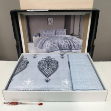 Постільна білизна двоспальна Ранфорс бавовна 180х220 (ТМ ZERON EKO) модель DENGE GRI, Туреччина