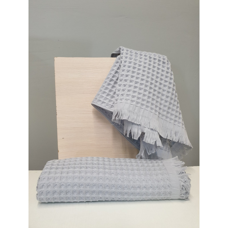 Набір вафельних рушників 50*90 (1 шт.) та 75*150 (1 шт.) щільність 400 г/м2 TM ZERON Gri
