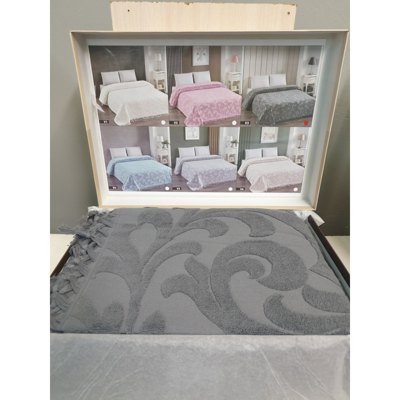 Жакардове махрове покривало Pike EXCLUSIVE 220x240 в коробці ANTRASIT