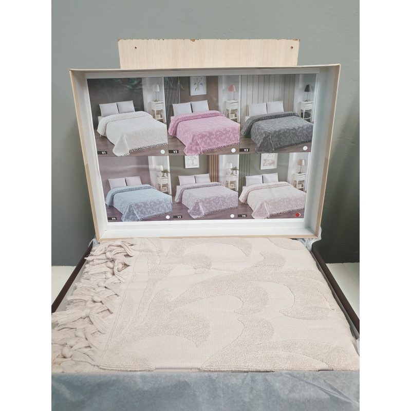 Жакардове махрове покривало Pike EXCLUSIVE 220x240 в коробці BEG