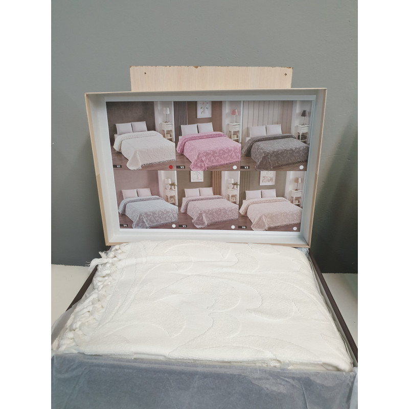 Жакардове махрове покривало Pike EXCLUSIVE 220x240 в коробці KREM