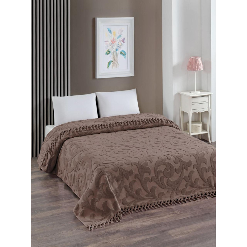 Жакардове махрове покривало Pike EXCLUSIVE 220x240 в коробці KAHVE