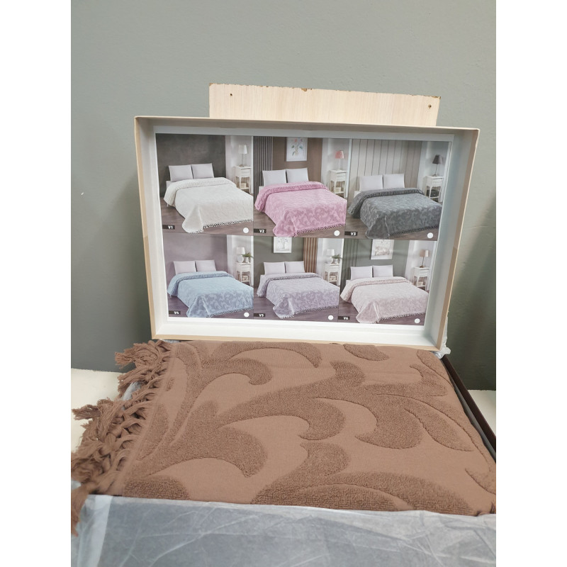 Жакардове махрове покривало Pike EXCLUSIVE 220x240 в коробці KAHVE