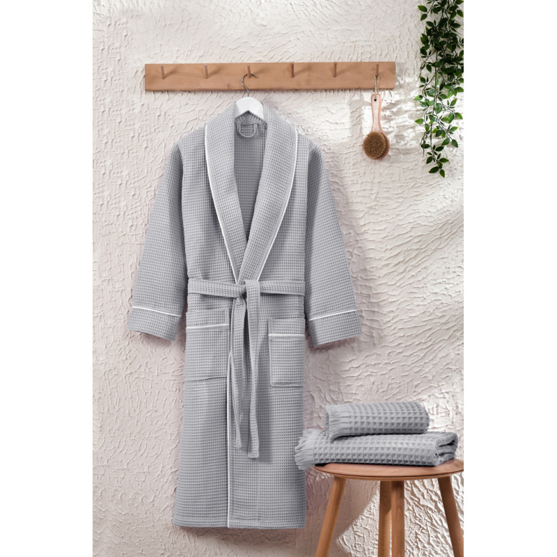 TM Zeron Exclusive вафельний чоловічий халат  Gri    3XL
