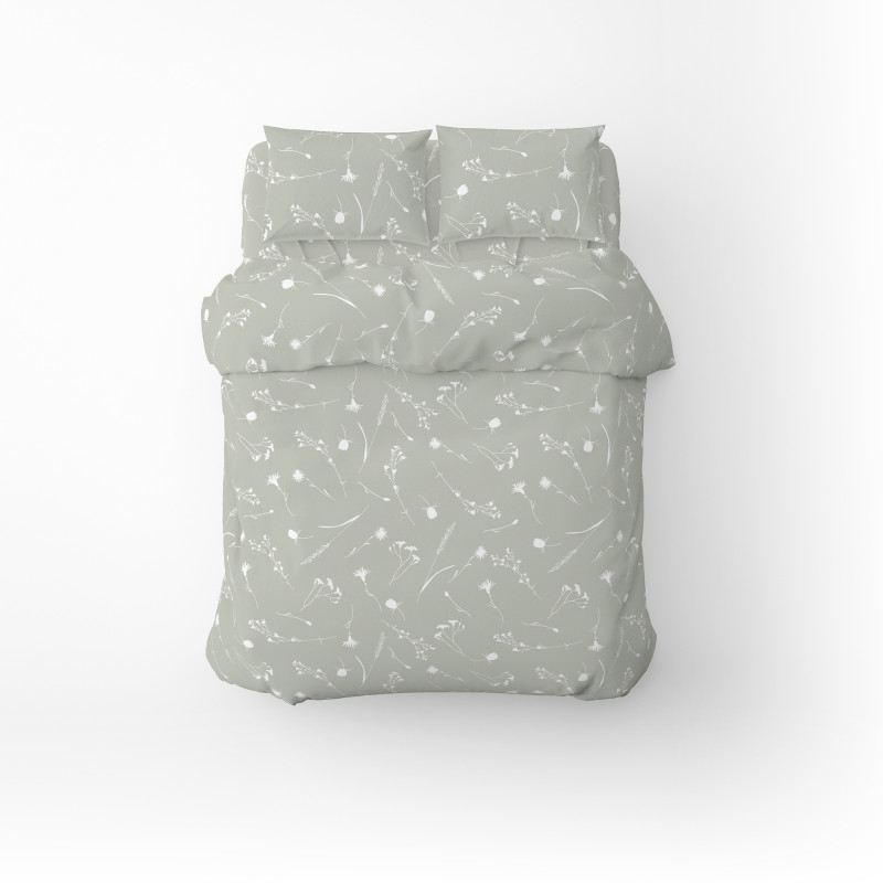 Півтораспальний комплект постільної білизни Home Line "Волошки" (білі на сірому) 174439