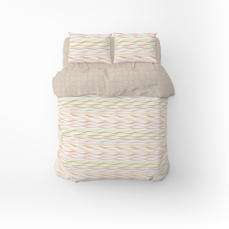 Півтораспальний комплект постільної білизни Home Line "Хвилі, клітинка бежева" (2 нав 50х70) 163996