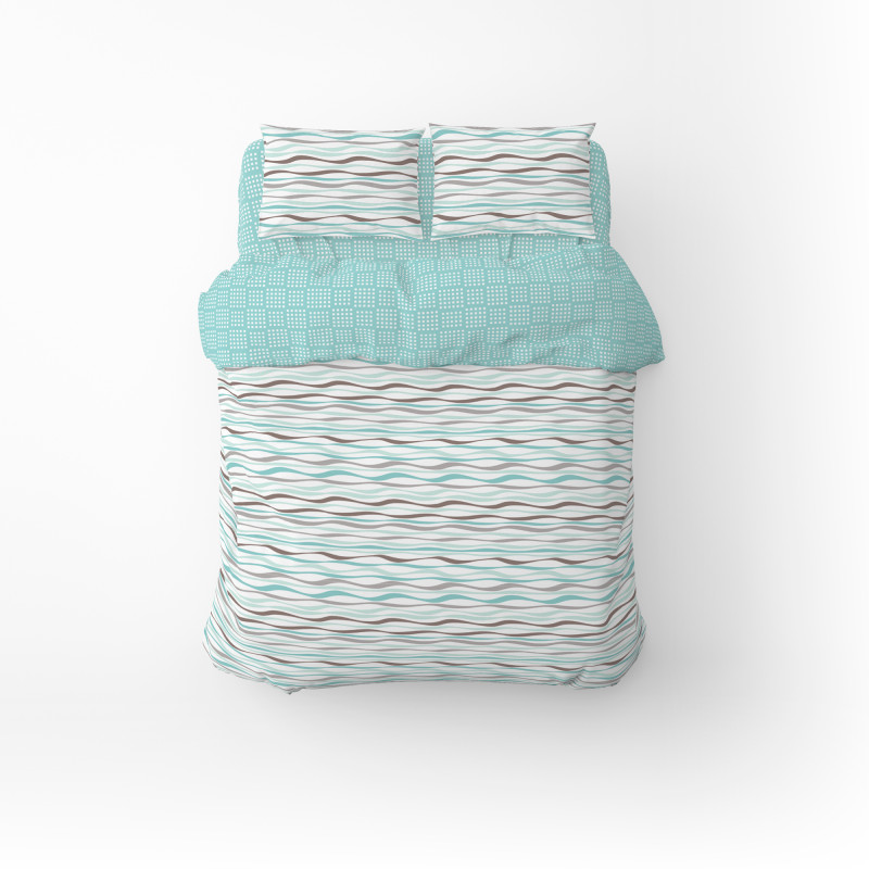 Півтораспальний комплект постільної білизни Home Line "Хвилі, клітинка бірюза" (2 нав 50х70) 163994