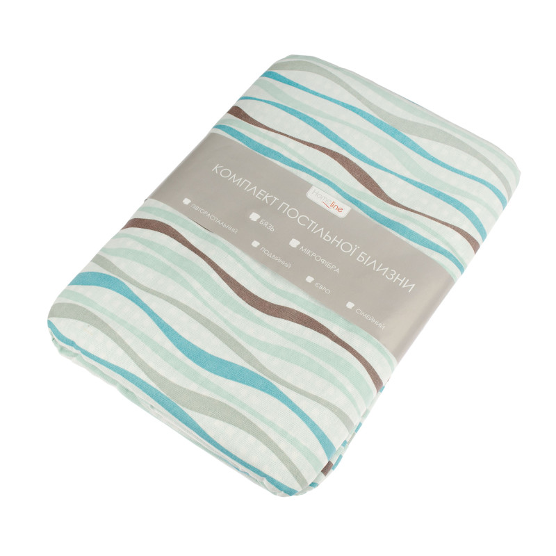 Півтораспальний комплект постільної білизни Home Line "Хвилі, клітинка бірюза" 163847