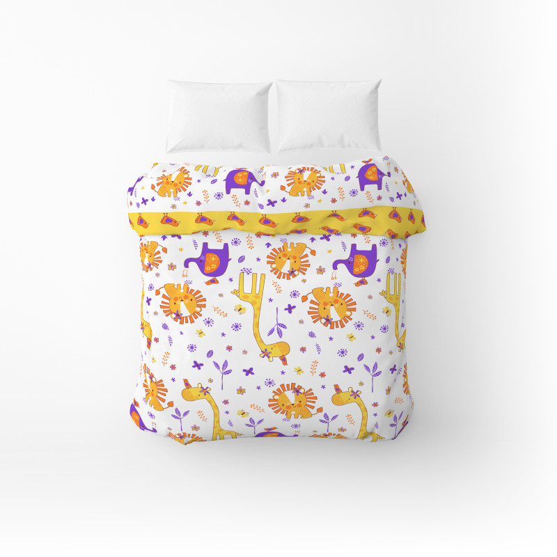 Підковдра бязева Home Line "Мадагаскар" (жовтий, фіолетовий) 110х145см 163819