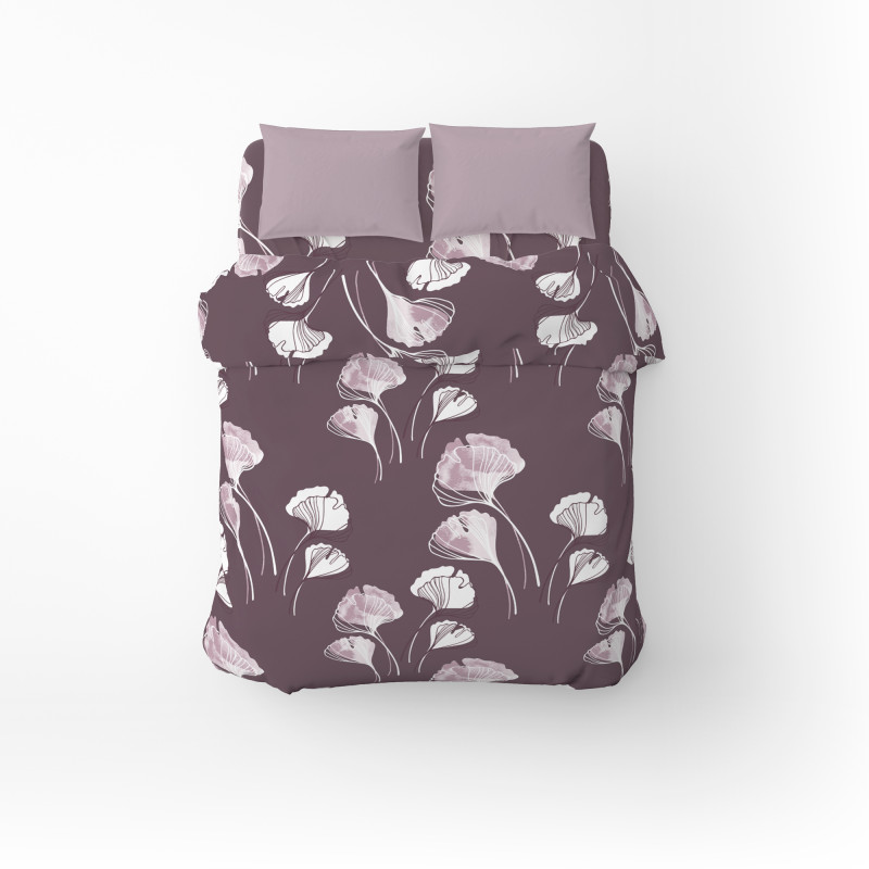 Півтораспальний комплект постільної білизни Home Line "Гінго білоба" (темно-ліловий) 163007