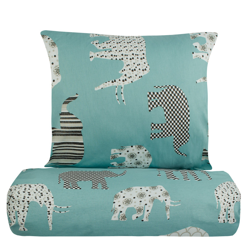 Півтораспальний комплект постільної білизни Home Line "Слони" (зелений) 70х70см (2 шт.) 156317