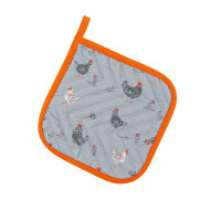 Chicken Walk Pot Holder, Gray and Orange, 20x20, 183918