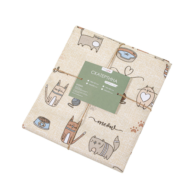Скатертина Home Line "Кіт на кухні" (пісочний) 150х150см 175275