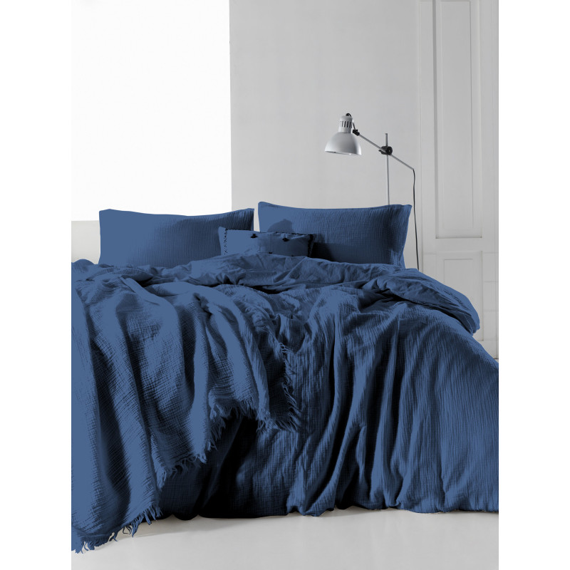 Євро комплект постільної білизни Limasso "Snowflake dressblue" (синій) 147908