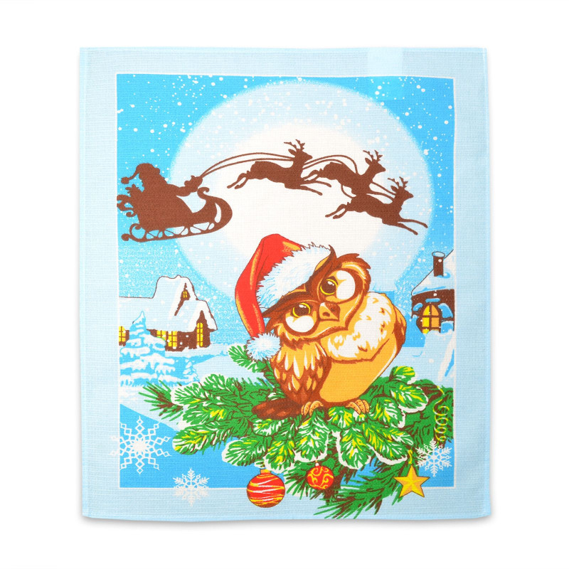 Рушник вафельний кухонний Home Line "Сова" (блакитний) 45х60см 132114