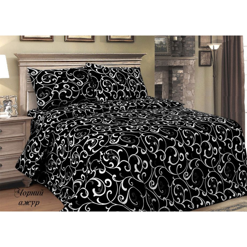 Півтораспальний комплект постільної білизни Home Line "Чорний ажур" 128826