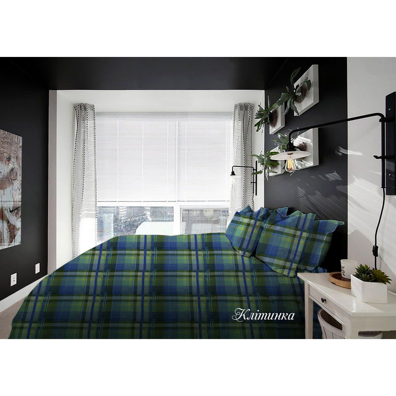 Двоспальний комплект постільної білизни Home Line "Клітинка" 128698