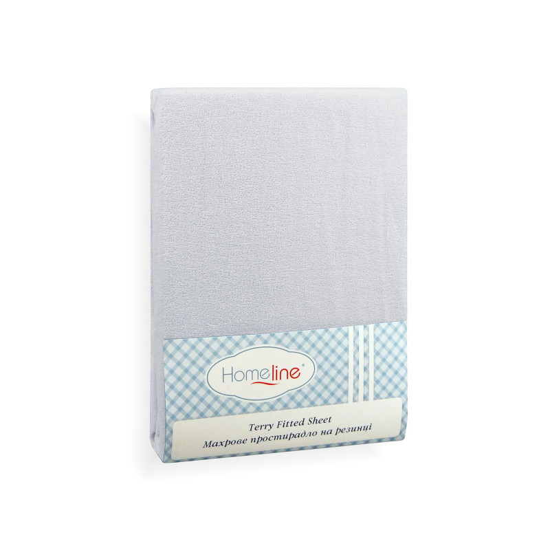 Простирадло махрове на резинці Home Line (світло-сіре) 160х200см 123208