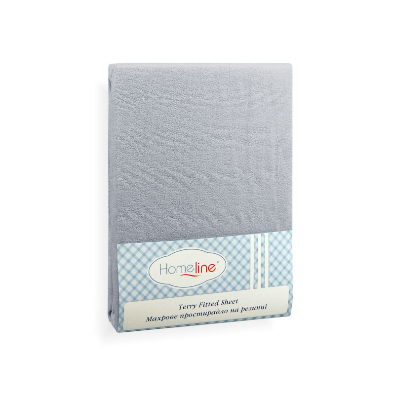 Простирадло махрове на резинці Home Line (темно-сіре) 90х200см 123197