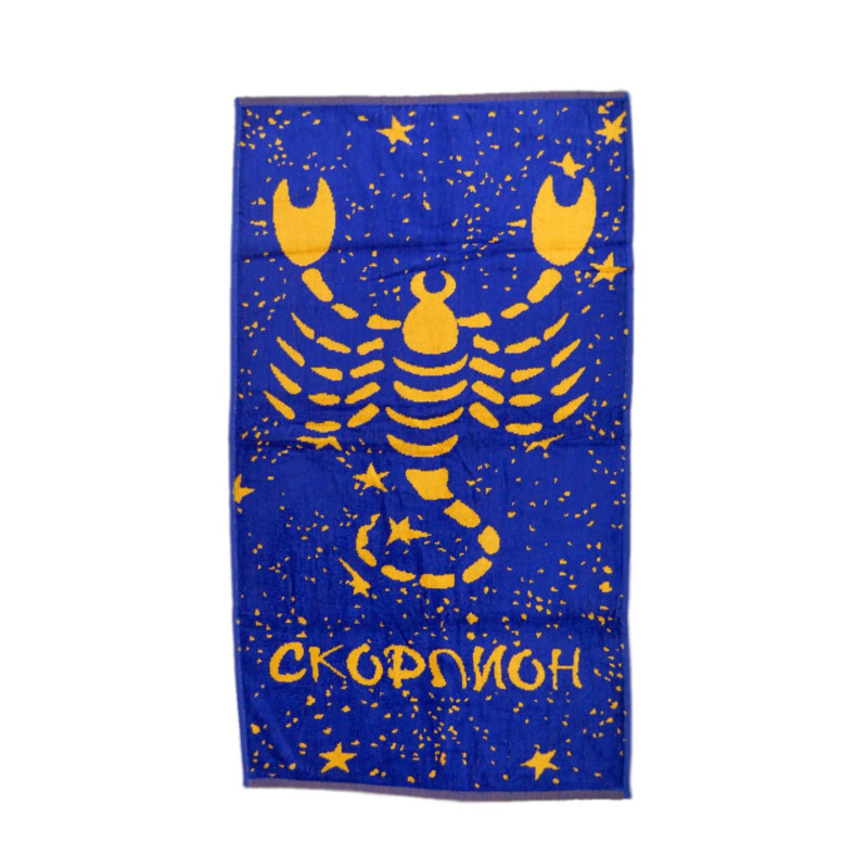Рушник велюровий Home Line "Зодіак Скорпіон" (синьо-жовті), 50х90см 117285