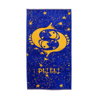 Рушник велюровий Home Line "Зодіак Риби" (синьо-жовті), 50х90см 116855