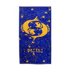 Рушник велюровий Home Line "Зодіак Риби" (синьо-жовті), 50х90см 116855