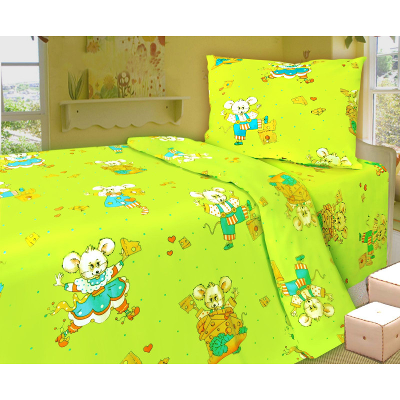 Детский комплект постельного белья Home Line "Веселые мышата" (зеленый) 113373