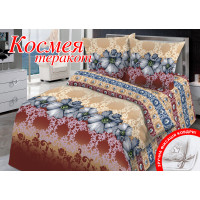 Євро комплект постільної білизни Home Line "Космея" (теракотовий) 113156