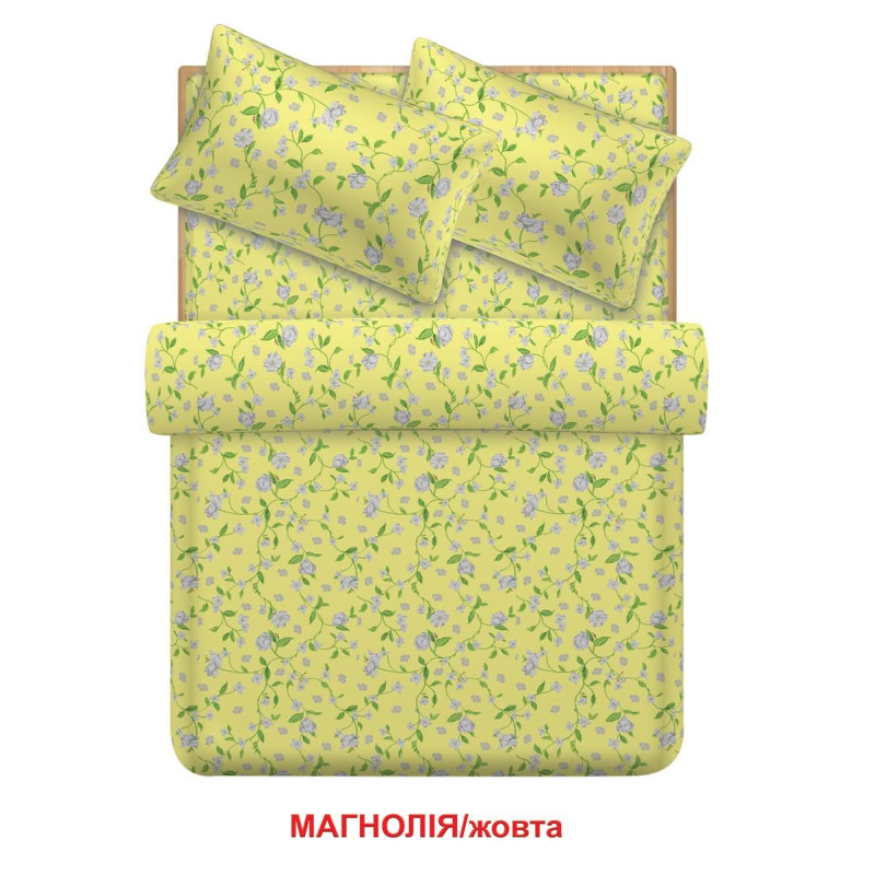 Евро комплект постельного белья Home Line "Магнолия" (желтый) 95701
