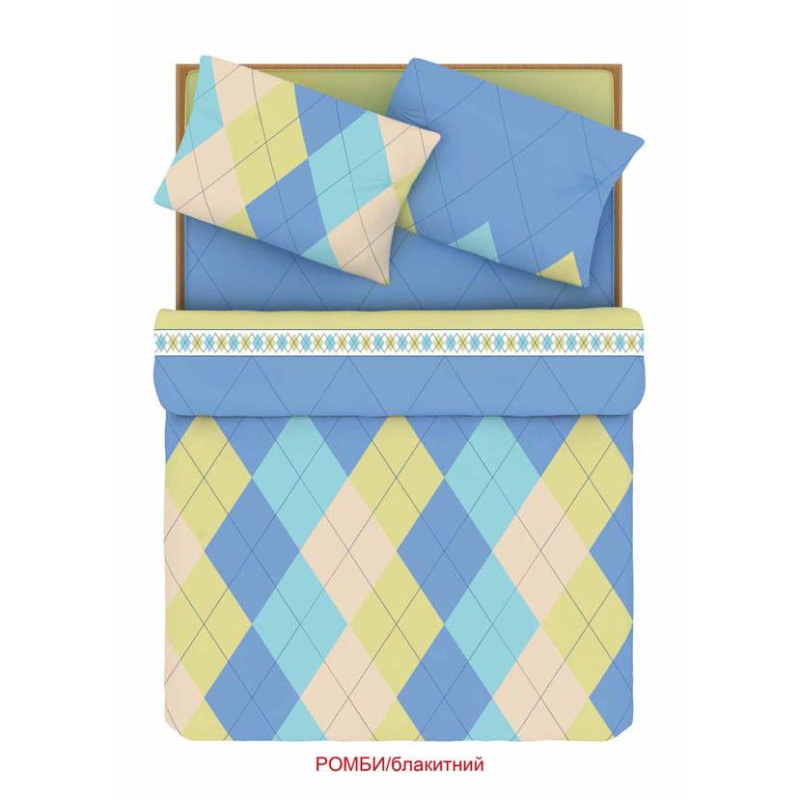 Евро комплект постельного белья Home Line "Ромбы" (голубой) 88221