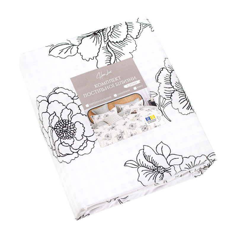 Евро комплект постельного белья Home Line "БЕЛАЯ ПИОН" 183061