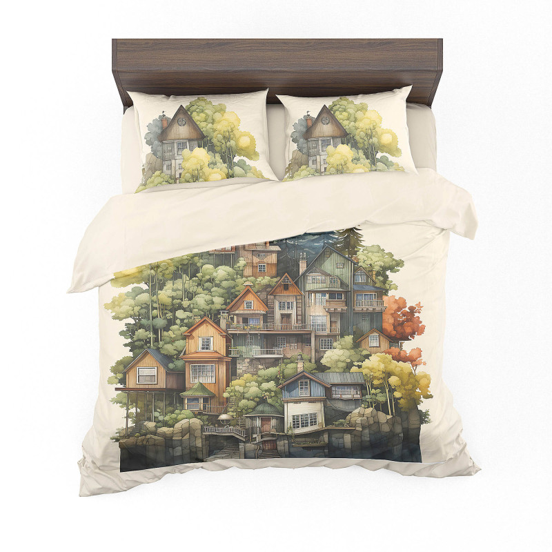 Півтораспальний комплект постільної білизни Home Line "ХАТКИ" 184468