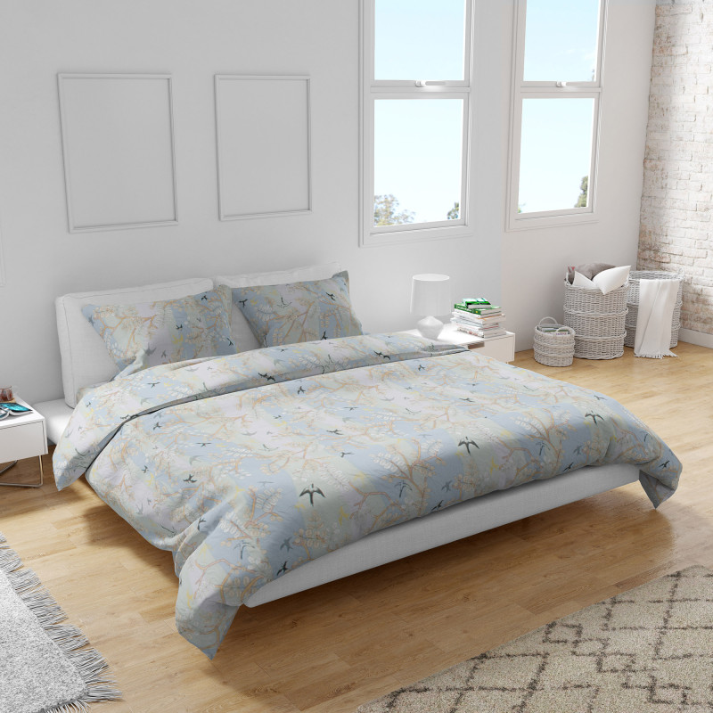 Двоспальний комплект постільної білизни Home Line "ГІЛКИ ТА ПТАШКИ" 184344